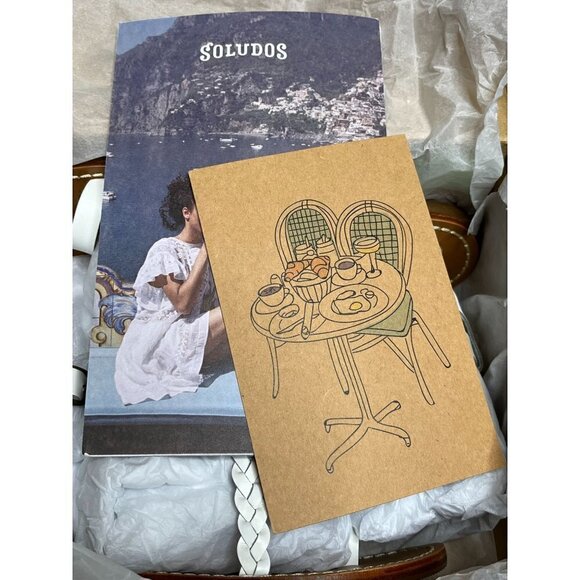 Soludos Madrid White Leather Braided Strappy Sandals Size 7 NIB - Picture 12 of 12